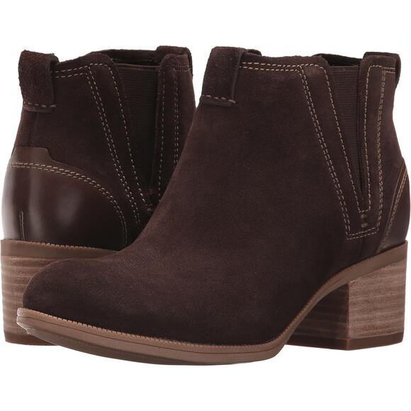 Clarks Shoes - Clarks Maypearl Daisy Ankle Booties Dark Chocolate Brown Size 8